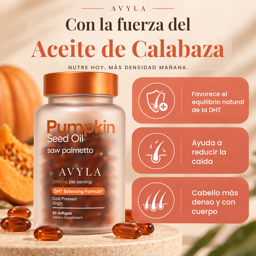 Avyla, perlas de aceite de semilla de calabaza con saw palmetto